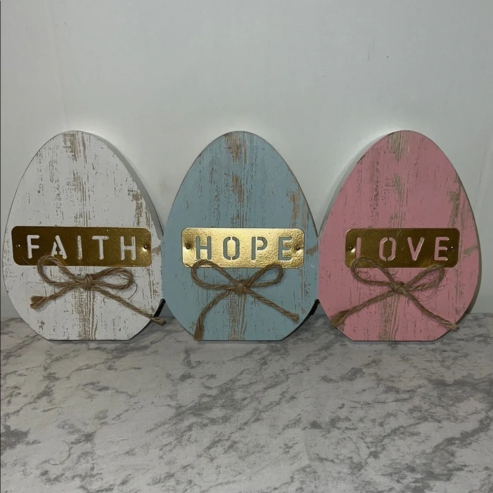 Faith Hope & Love Pastel Colored Freestanding Decor